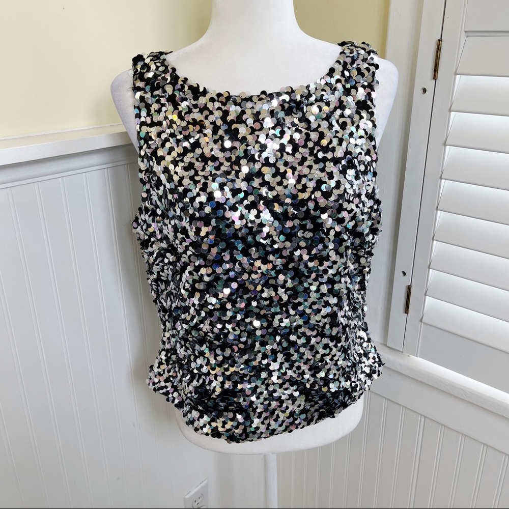 JS Boutique Black and Silver Sequin Top